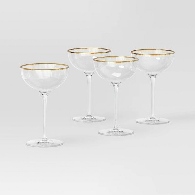 4pc Cocktail Wine Glass Set Gold - Threshold™ | Target