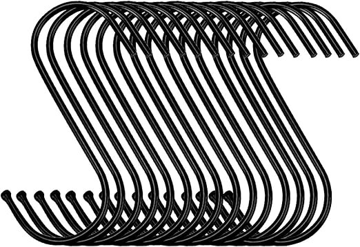 30 Pack Black S Hooks Steel S Hanging Hooks Heavy Duty S Hanger Hook Metal Kitchen Pot Rack Hooks... | Amazon (US)