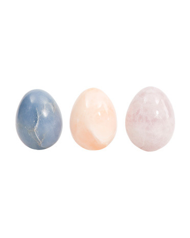 Set Of 3 Natural Quartz And Rhodonite Eggs | TJ Maxx