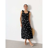 FatFace Pure Linen Polka Dot Square Neck Midi Dress Black Mix | Marks & Spencer (UK)