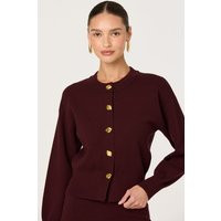 ASTR the Label | Eryn Crewneck Cardigan in Wine | Size XS | ASTR The Label (US)