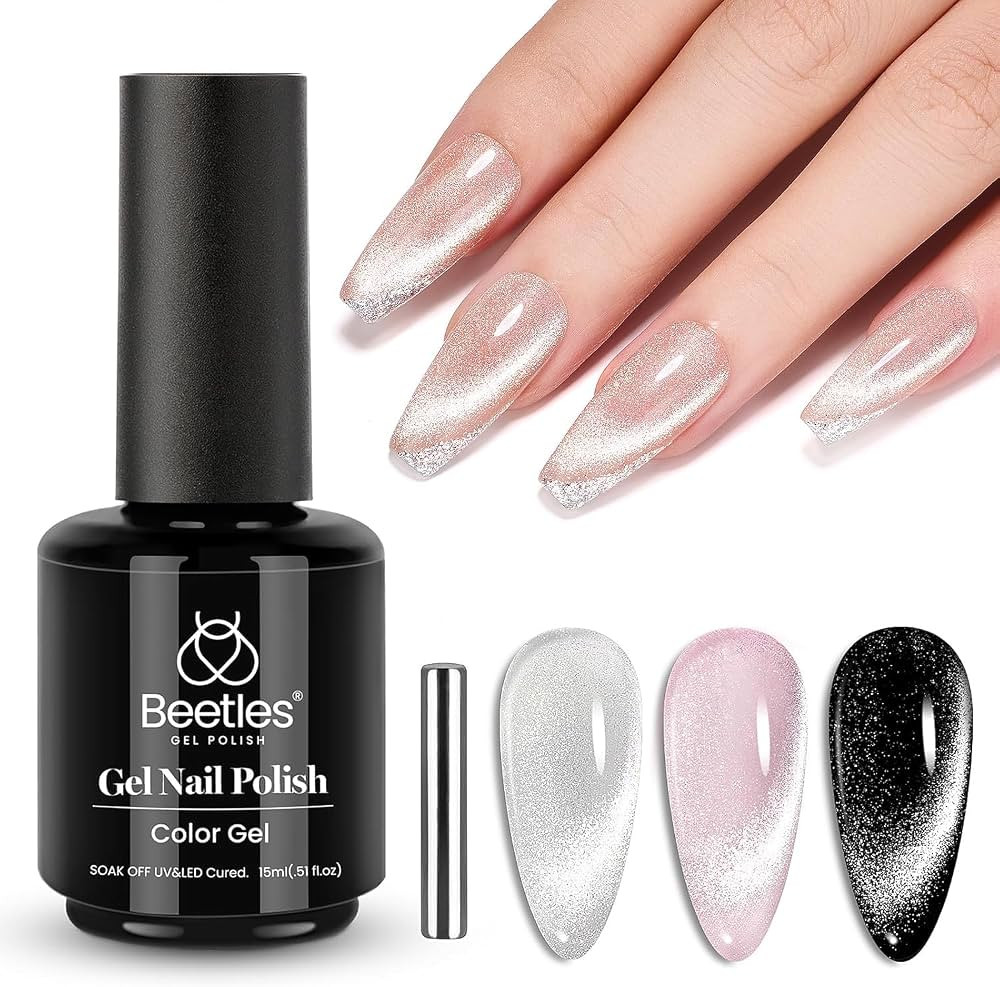 Beetles Cat Eye Gel Nail Polish 15ml Gel Polish Soak Off UV LED Nail Lamp 1 Color Silver Shimmer ... | Amazon (US)