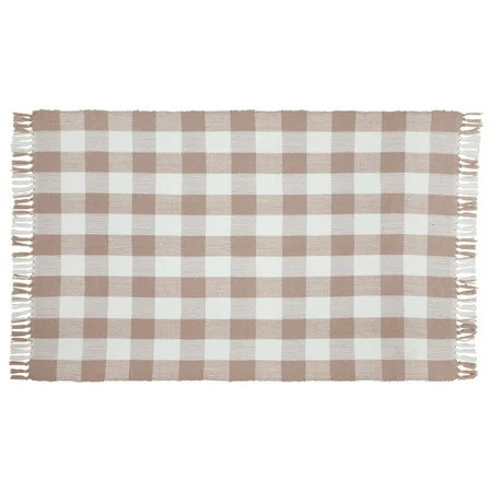 My Texas House Pink Gingham Fringe Indoor/Outdoor Layering Rug, 38" x 58" | Walmart (US)
