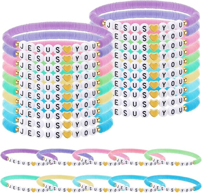 Landical 30 Pcs Easter Jesus Loves You Bracelets Bulk Friendship Bracelets Colorful Christian Jes... | Amazon (US)