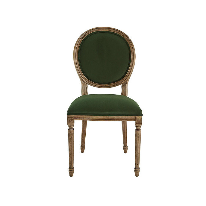 Limited Edition Louis Oval Back Velvet Upholstered Side Chair in Washed Walnut | Ballard Designs, Inc.