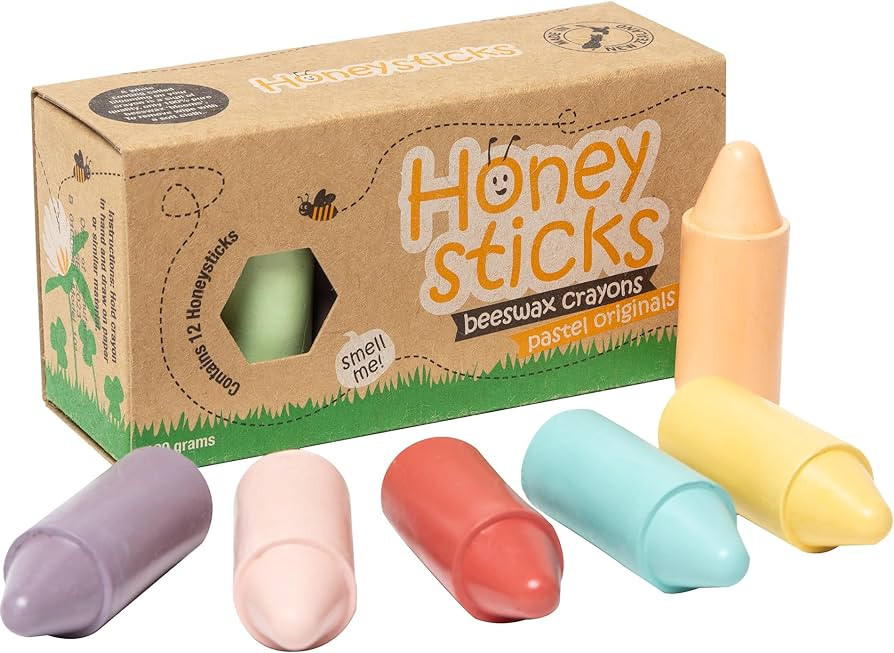 Honeysticks 100% Pure Beeswax Crayons (12 Pack) - Pastel Coloured, Non Toxic Crayons, Safe for Ba... | Amazon (US)