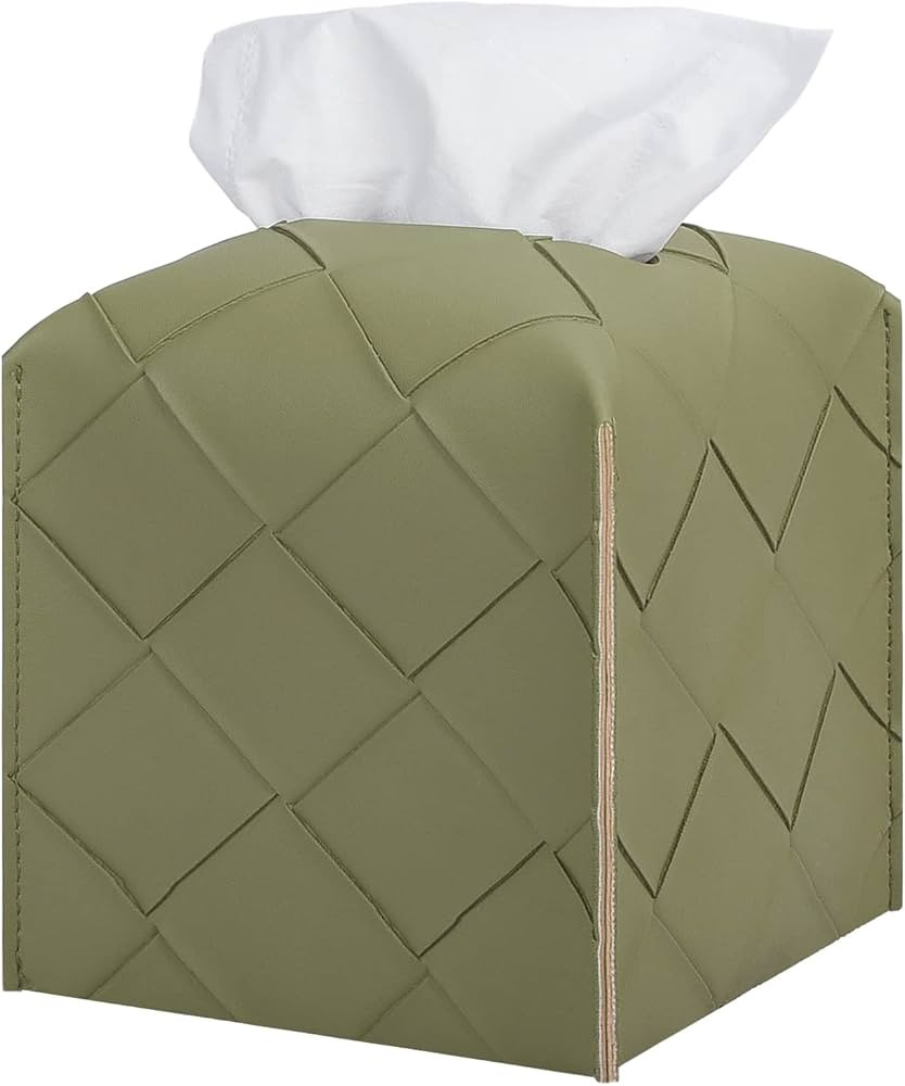 Tissue Box Cover PU Leather Square Tissue Holder Facial Peper Organizer Dispenser for Bathroom, B... | Amazon (US)