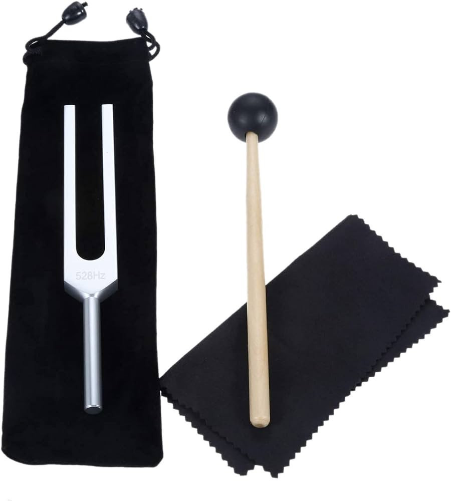 Tuning Fork, 528 Hz Tuning Fork with Silicone Hammer and Cleaning Cloth, Solfeggio Tuning Fork fo... | Amazon (US)