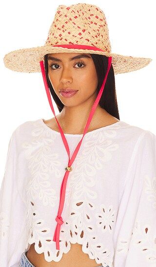 Tina Two-tone Straw Hat in Scarlet | Revolve Clothing (Global)
