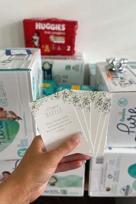 Diaper raffle cards from my baby shower 🌿🤍 I included these in all of the invites and had extras out just in case anyone forgot theirs! They matched all of the invite stationary too and are customizable 

#LTKFindsUnder50 #LTKParties #LTKBaby