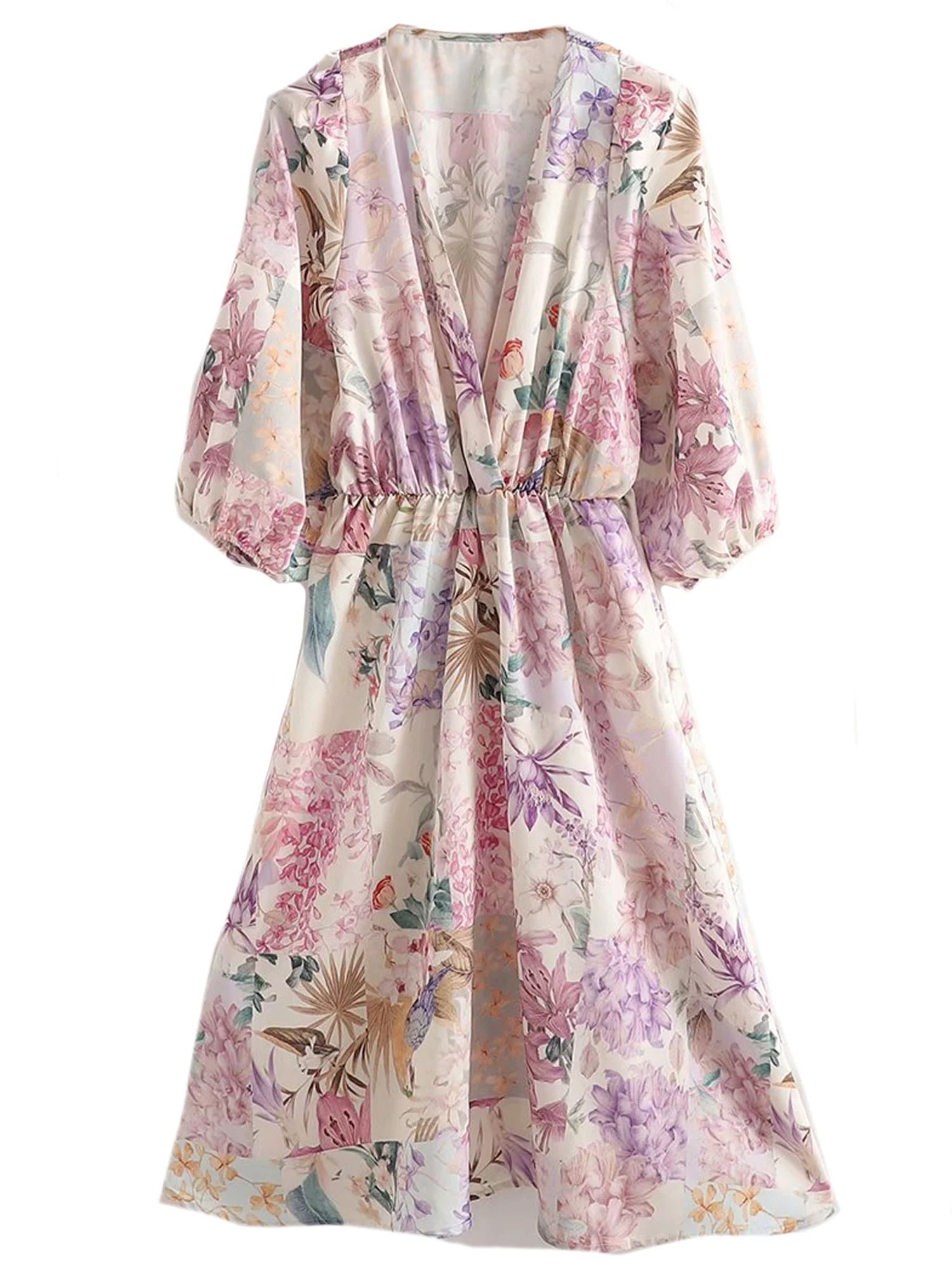 'Eleanor' V-Neck Floral Midi Dress | Goodnight Macaroon