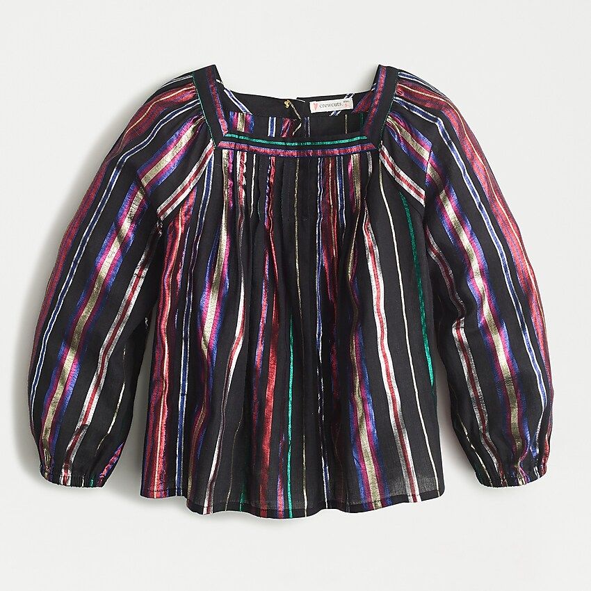 Girls' square-neck top with keyhole in rainbow stripe | J.Crew US