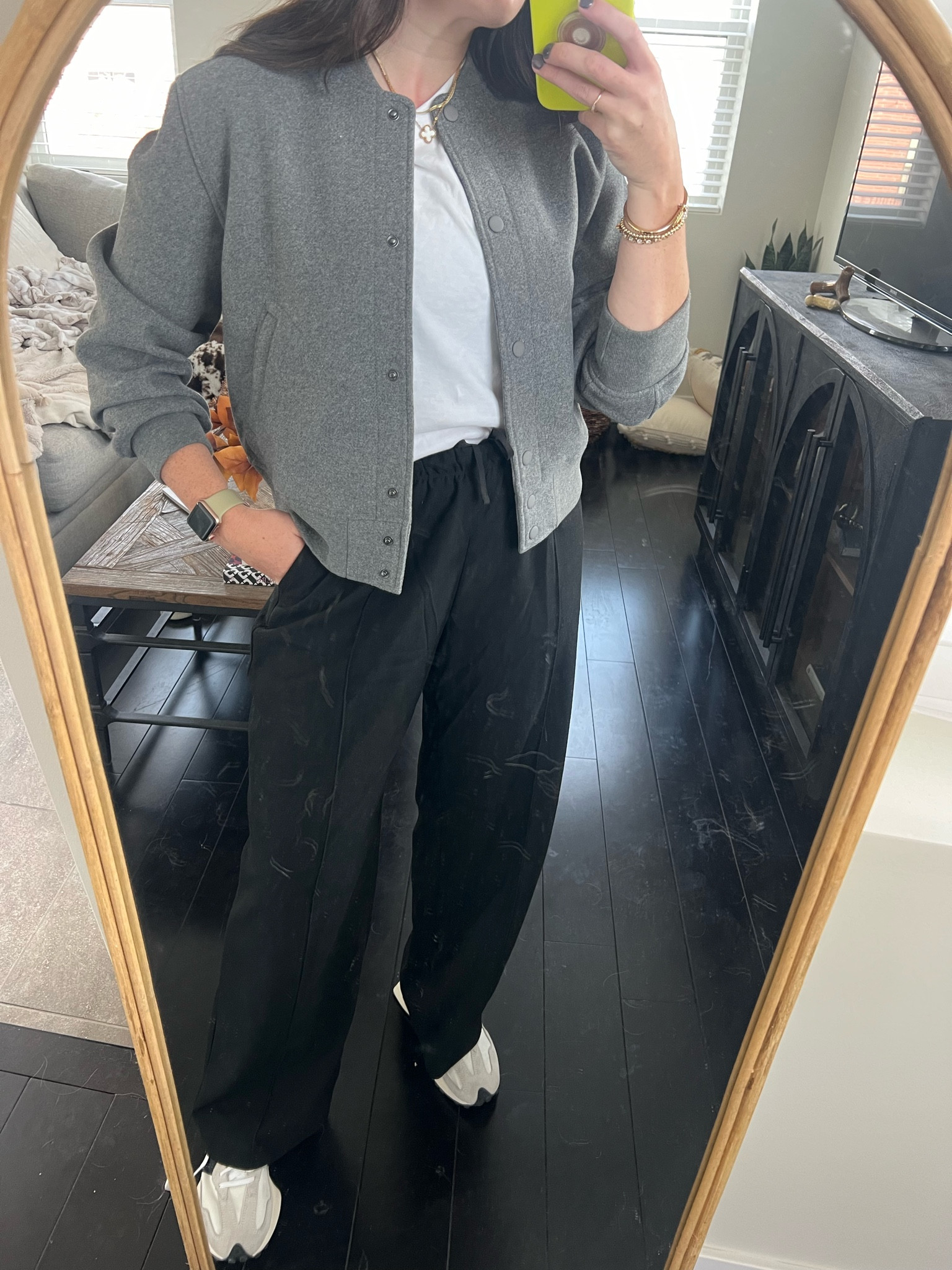 Recent work fit! Loving a bomber jacket for that fall to winter transition. Paired with the comfiest black pants from GAP. Dress it up or down, this is a great staple that oozes chic and timeless. 

#LTKWorkwear #LTKSeasonal #LTKFindsUnder100