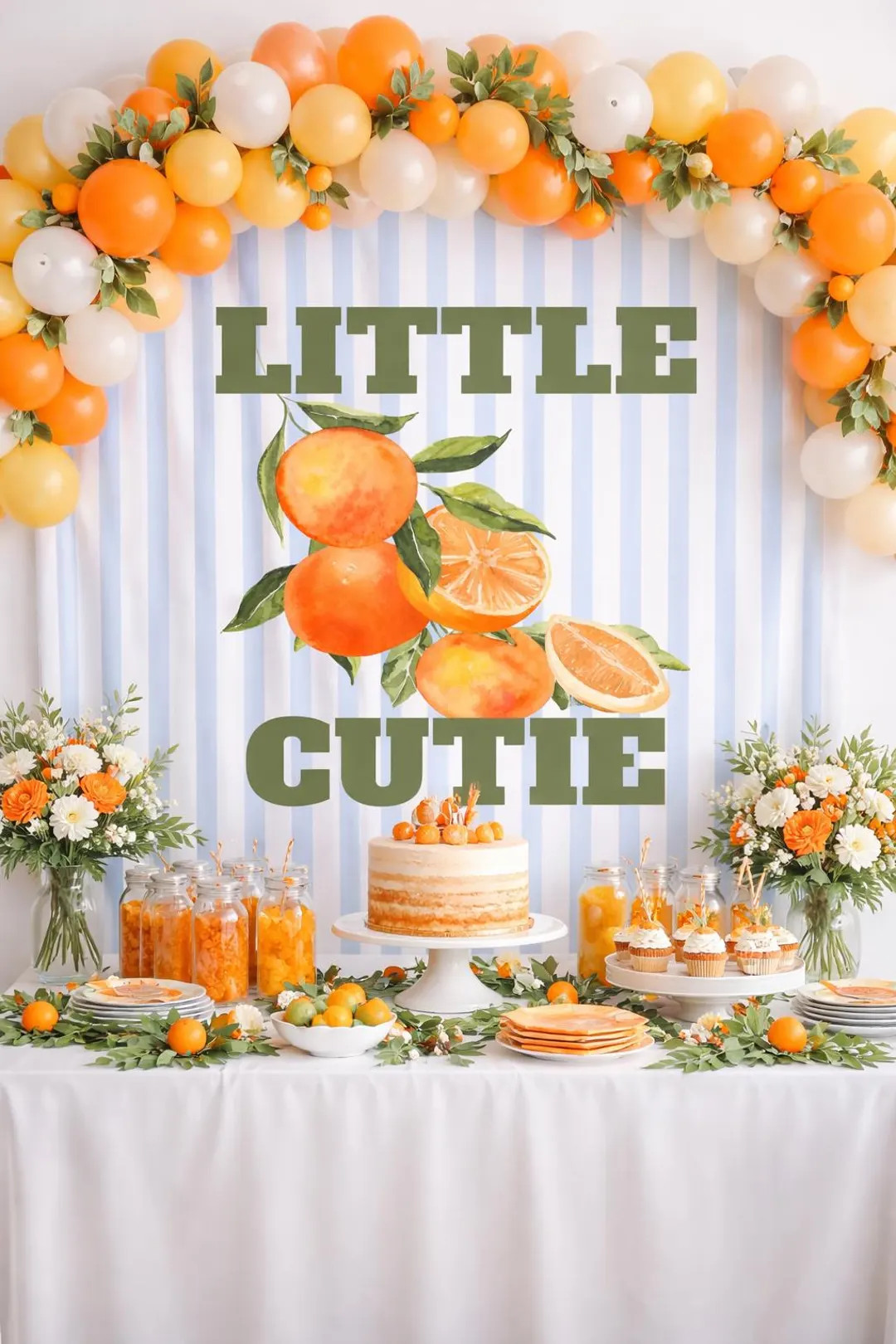 Little Cutie Baby Shower Backdrop | Citrus Baby Shower Banner | Orange Baby Shower Tapestry | Gen... | Etsy (US)