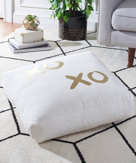 Beige & Goldtone 'XO' Hugs Kisses Floor Pillow | Zulily