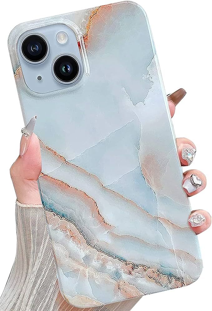 J.west Compatible with iPhone 14 Plus Case 6.7", Grey Marble Design Graphics Stone Pattern Ultra ... | Amazon (US)