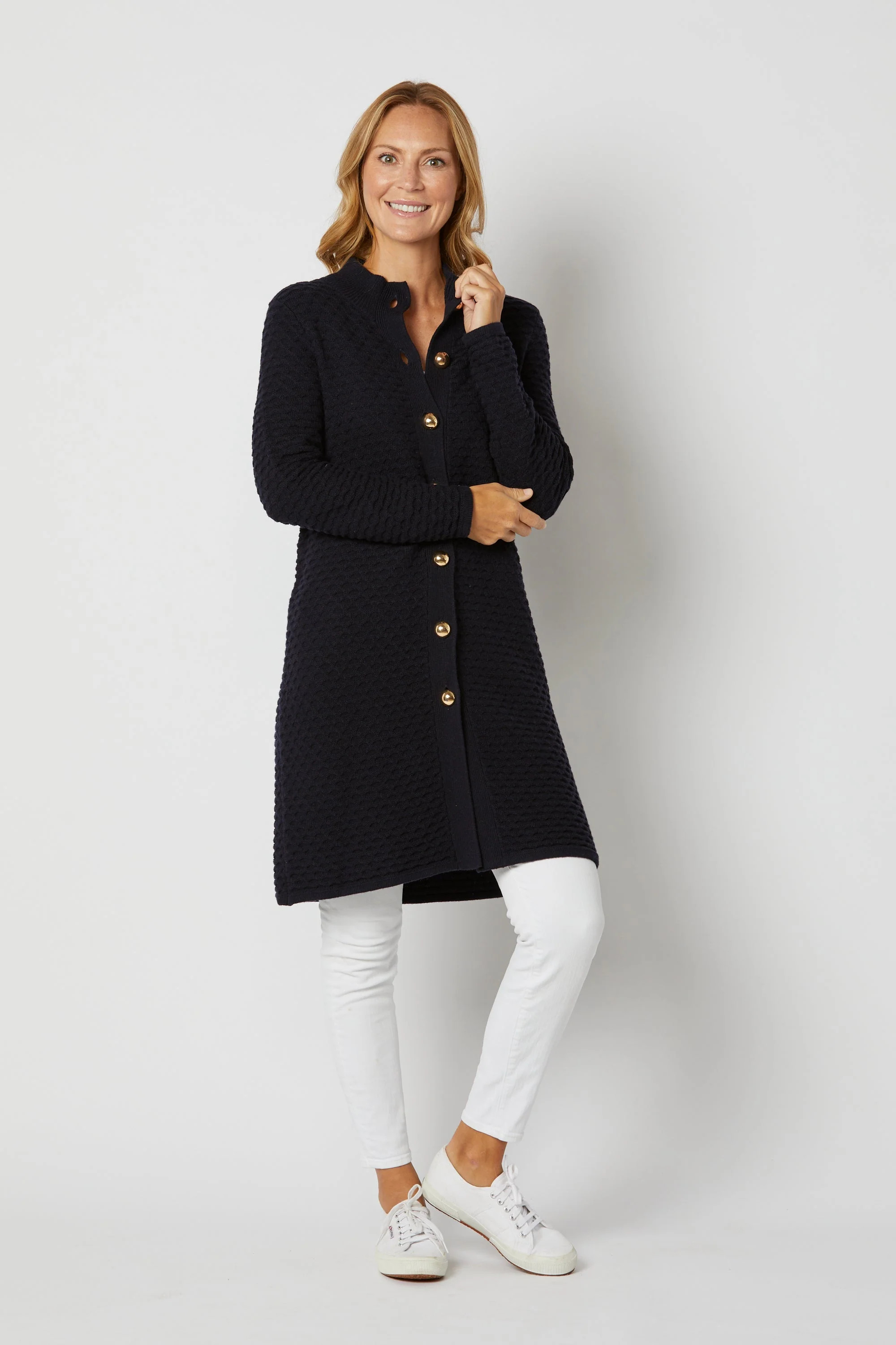 Button Front Honeycomb Knit Sweater | Sail to Sable