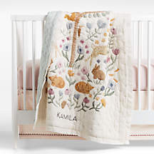 Wonderland Prairie Embroidered 100% Organic Cotton Voile Baby Crib Quilt + Reviews | Crate & Kids | Crate & Barrel