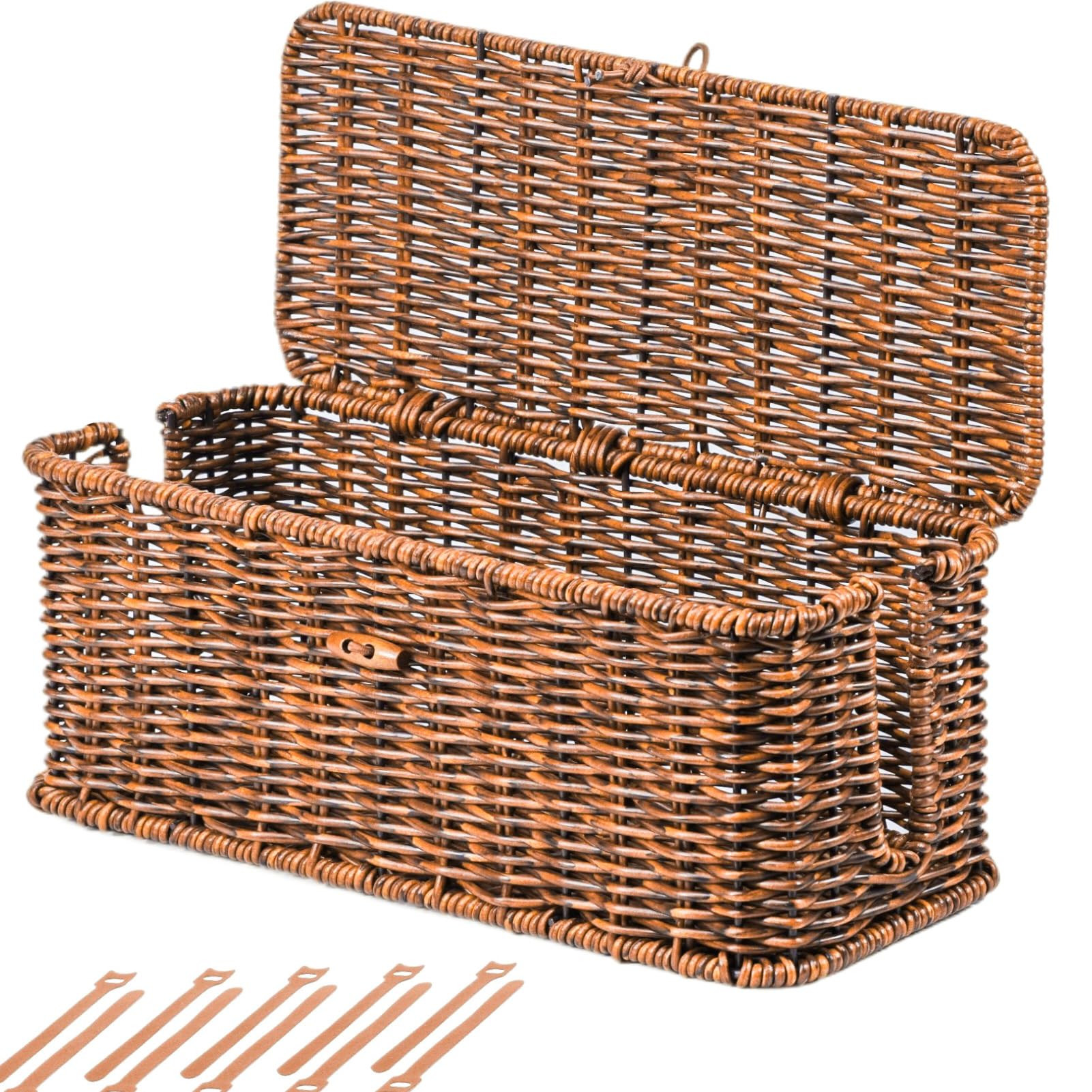 BROWNLILY Cable Management Box, Rattan Style Cord Organizer for Desk Cord Hider Outlet Covers Bab... | Amazon (US)