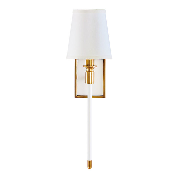 Bowie Wall Sconce with Iron & Antique Brass Accents Blue with Anais Tall Shade Indigo, Blue with ... | Ballard Designs, Inc.