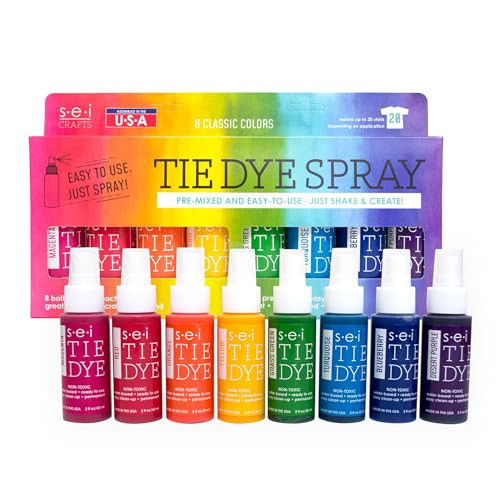 SEI 8 Pack Classic Tie Dye Spray Kit, Tye Dye Kits for Large Groups, Pre-Mixed Water Based Fabric Dye, Spray Bottle Included, Spray Paint for Clothes | Amazon (US)