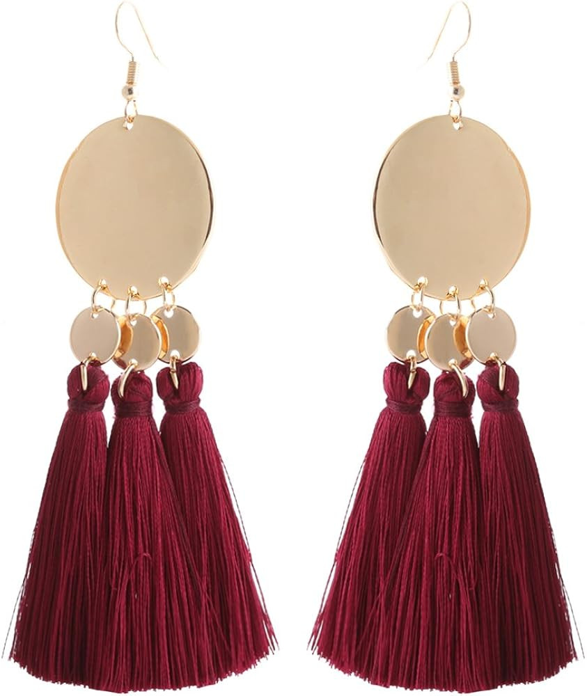 Tassel earrings for Women Statement Dangle Earrings Threaded Drop Earrings | Amazon (US)