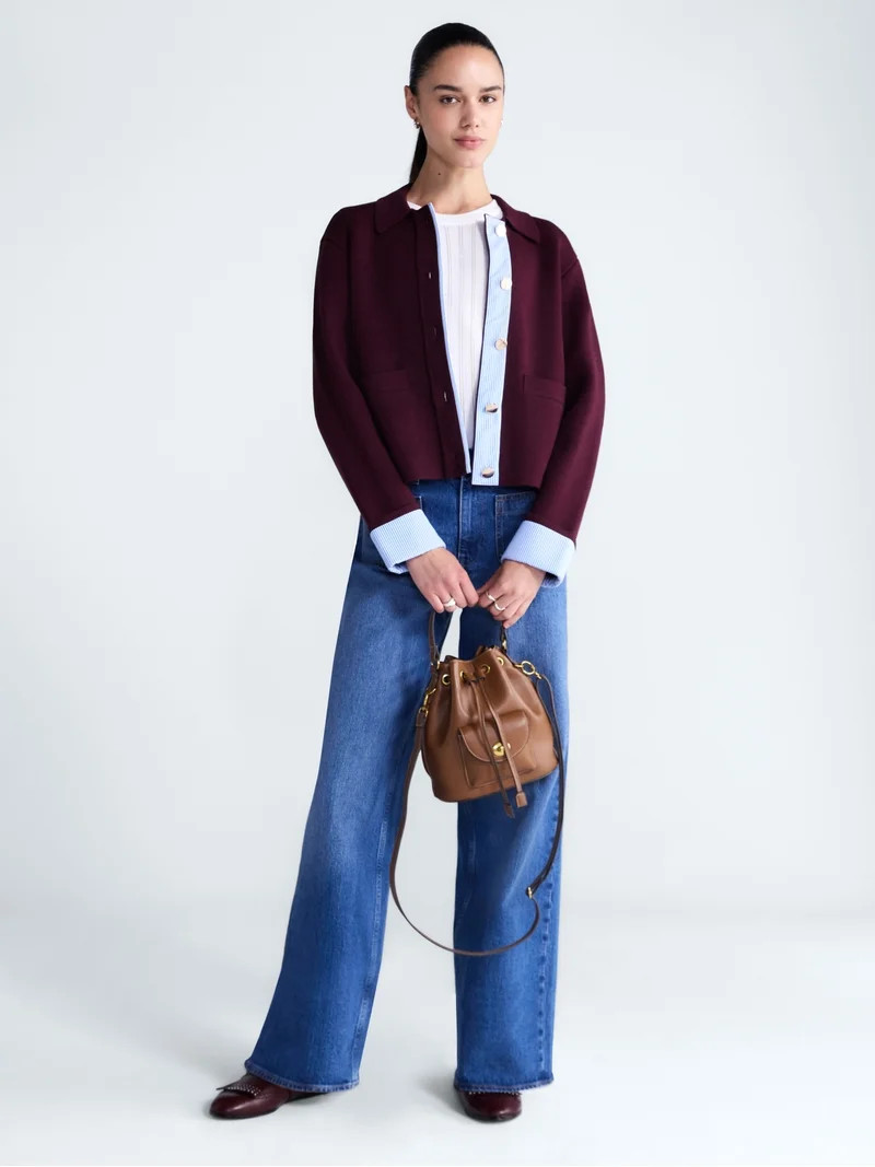 Free Assembly Women's Cropped Sweater Jacket, Sizes XS-XXL | Walmart (US)