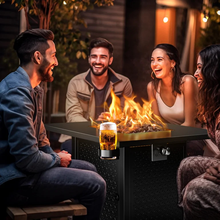 Philergo 32" Gas Fire Pits with Cup Holders for Outside, 50,000 BTU Propane Fire Pit Table with L... | Walmart (US)