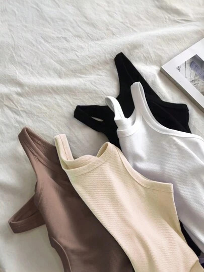 INAWLY Débardeurs Femme D'été À Col Rond Et De Couleur Unie Pour Un Style Décontracté De Base | SHEIN