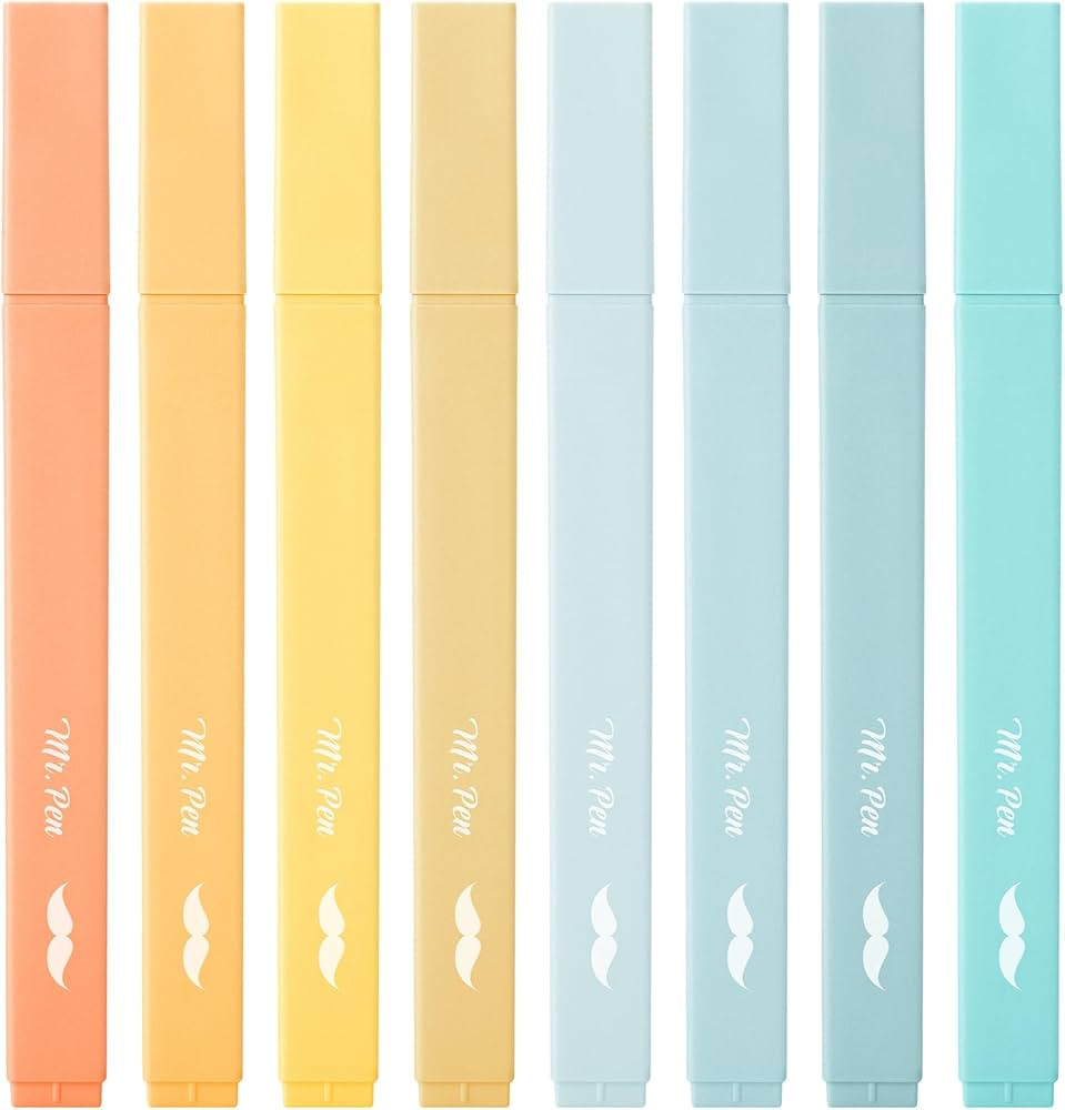 Mr. Pen- Aesthetic Highlighters, 8 pcs, Chisel Tip, Pastel Colors, Cute Highlighters Assorted Col... | Amazon (US)