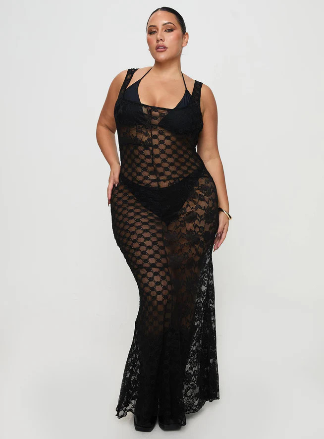 Zhara Lace Dress Black Curve | Princess Polly US