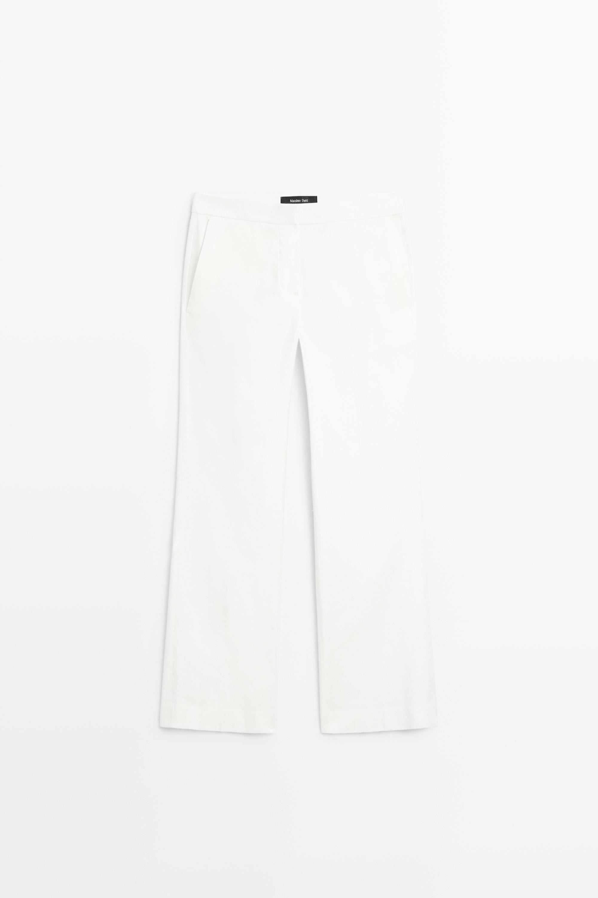 Linen kick flare fit pants | Massimo Dutti UK