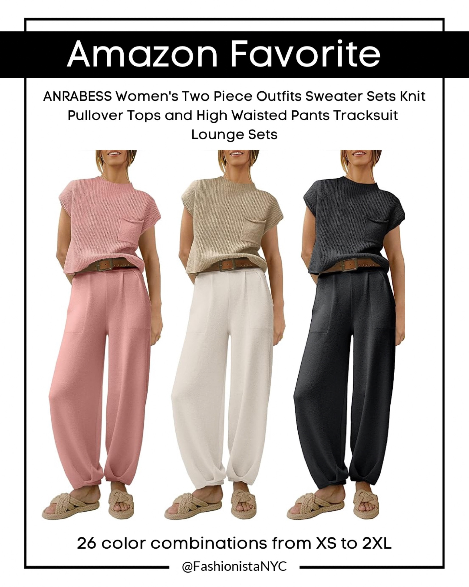 ANRABESS 2 Piece Outfits for Women Sweat Suit Knit Sweater Set