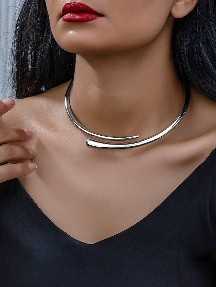 1 Pc Simple Metal Cuff Choker Statement Necklace For Women | SHEIN