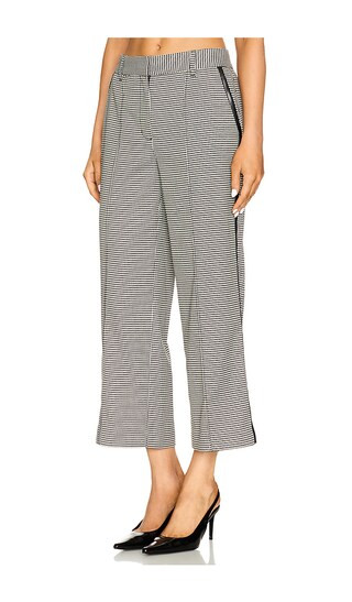 Miki Cropped Button Hem Pant in Black White Check | Revolve Clothing (Global)