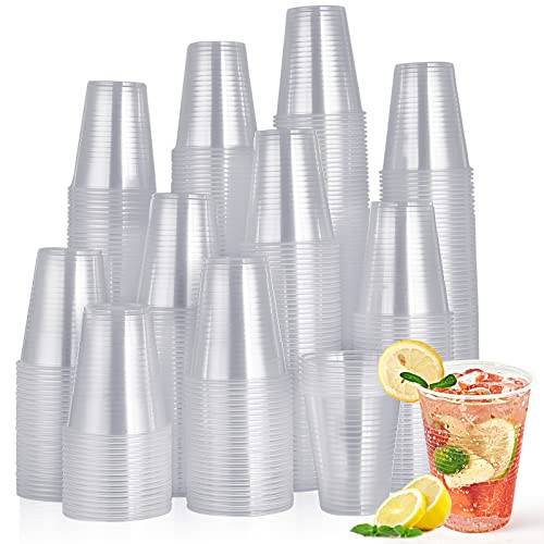 Turbo Bee 420 Pack 16oz Clear Disposable Plastic Cups,Cold/Hot Drinking Cups,Transparent Plastic Party Container for Water, Iced Cold Coffee, Juice, Soda | Amazon (US)