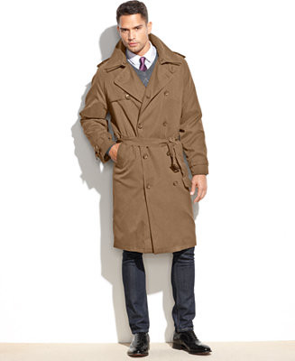 Men's Classic Fit Iconic Belted Trench Raincoat | Macy's