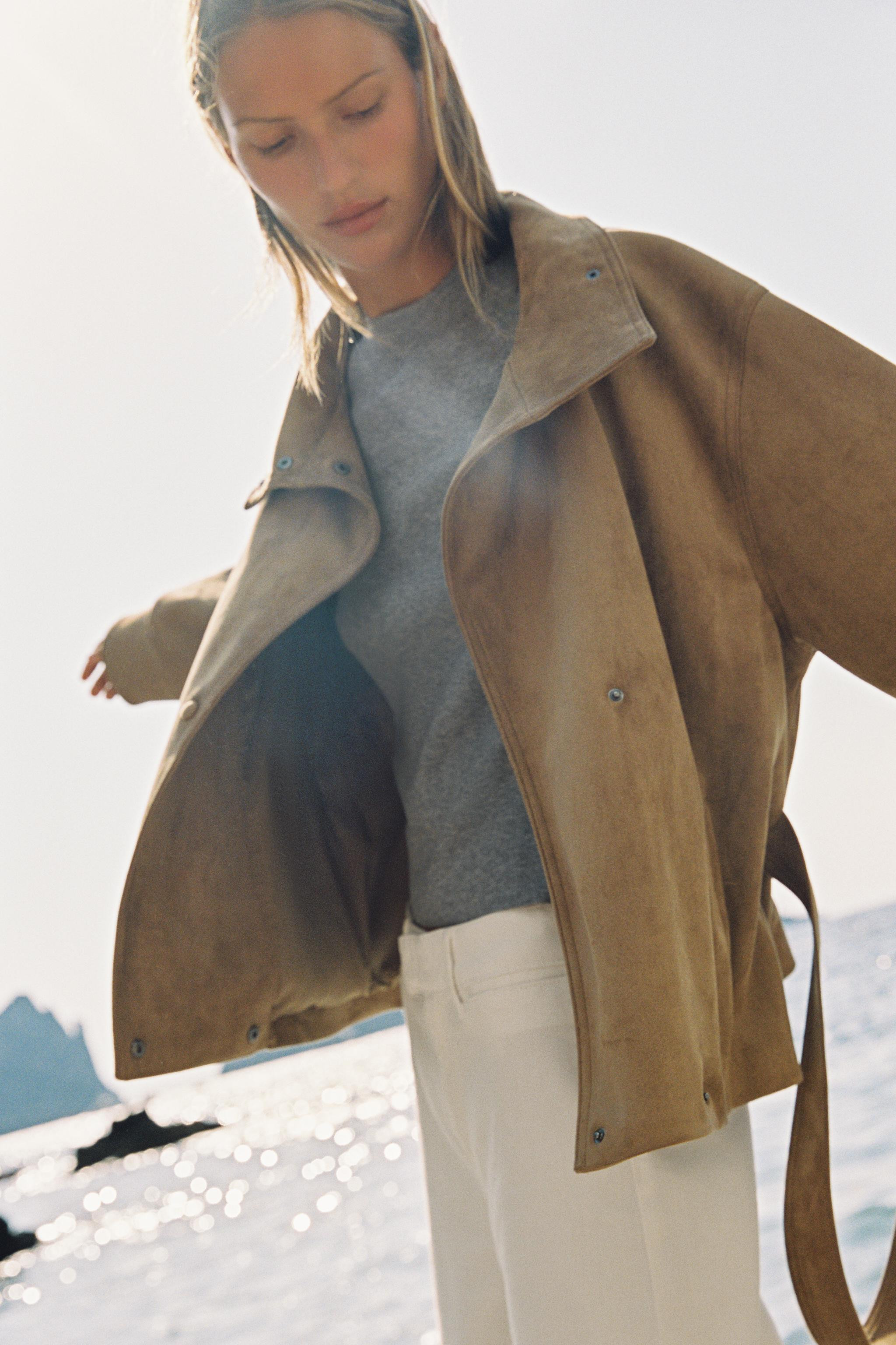 FAUX SUEDE BELTED JACKET | Zara US