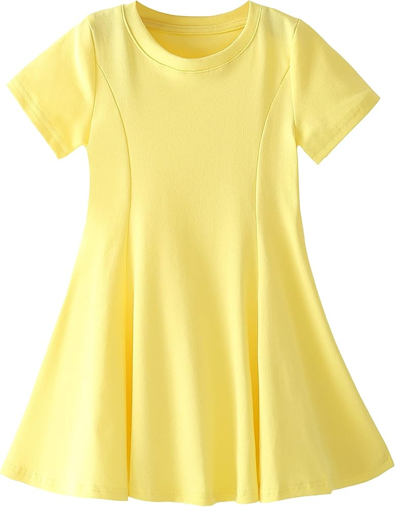 Toddler Girls Short Sleeve Swing Dress Little Kids A-Line Skater Twirl Summer Casual Dresses (12M... | Amazon (US)