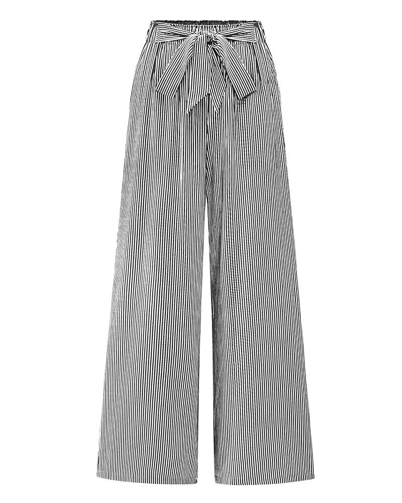 BTFBM Womens Striped Wide Leg Pants Dressy High Waist Trousers Business Casual Loose Flowy Tie Kn... | Amazon (US)