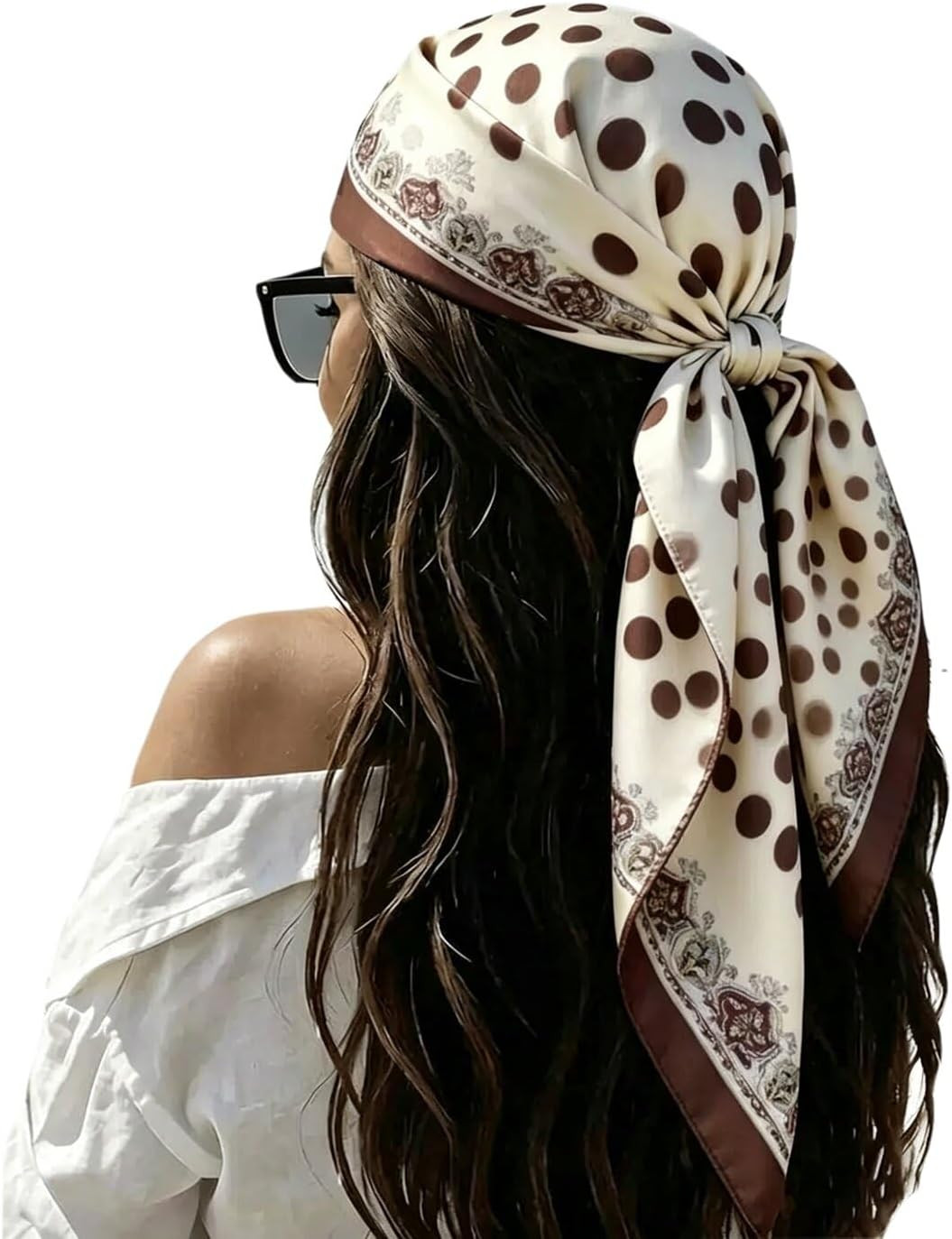 Head Hair Scarf for Women Square Satin Head Scarf with Floral Print - Large Square Bandana Neck Scarf Shawl | Amazon (US)