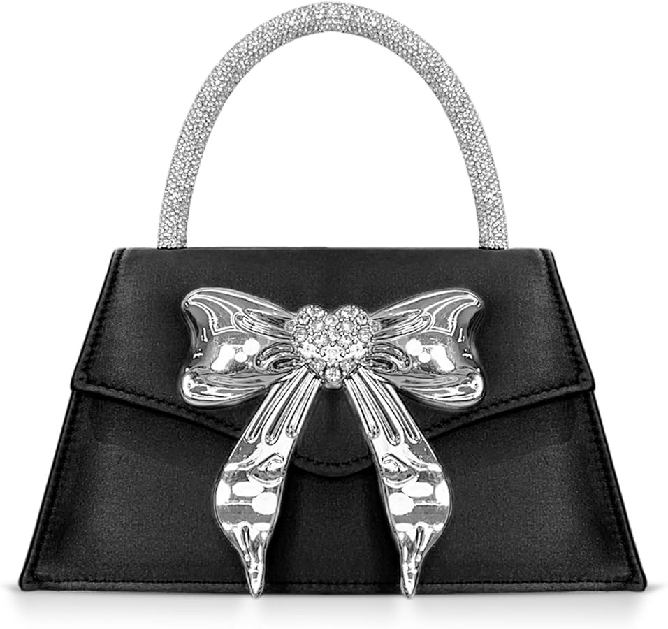 Clutch Purses for Women, Bow Evening Bag, Rhinestone Handle Tote Bag, Crossbody Bags for Wedding,... | Amazon (US)