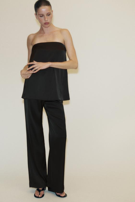 HIGH-WAIST SATIN TROUSERS | Zara UK