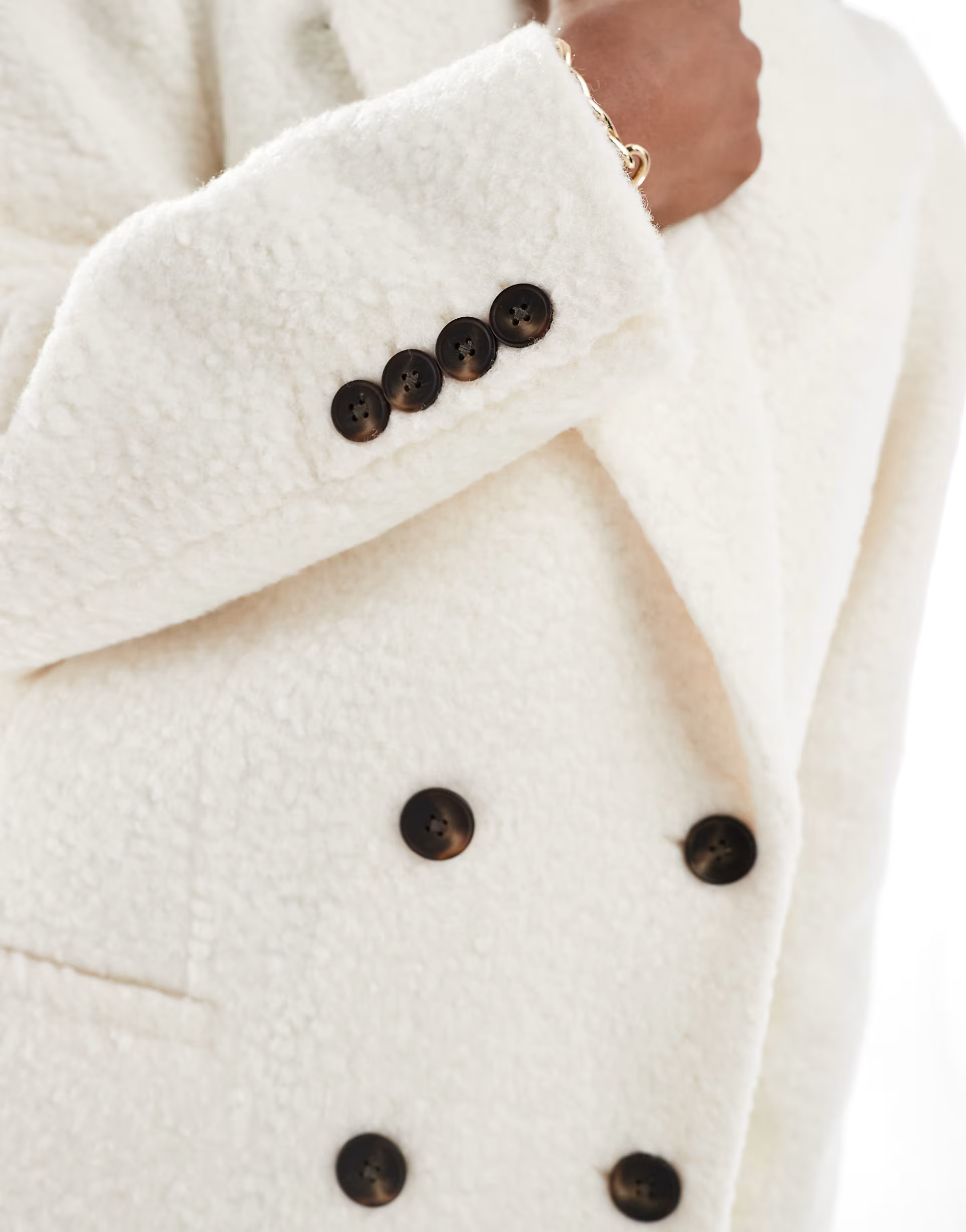ASOS DESIGN Tall cozy boucle dad coat in cream | ASOS (Global)