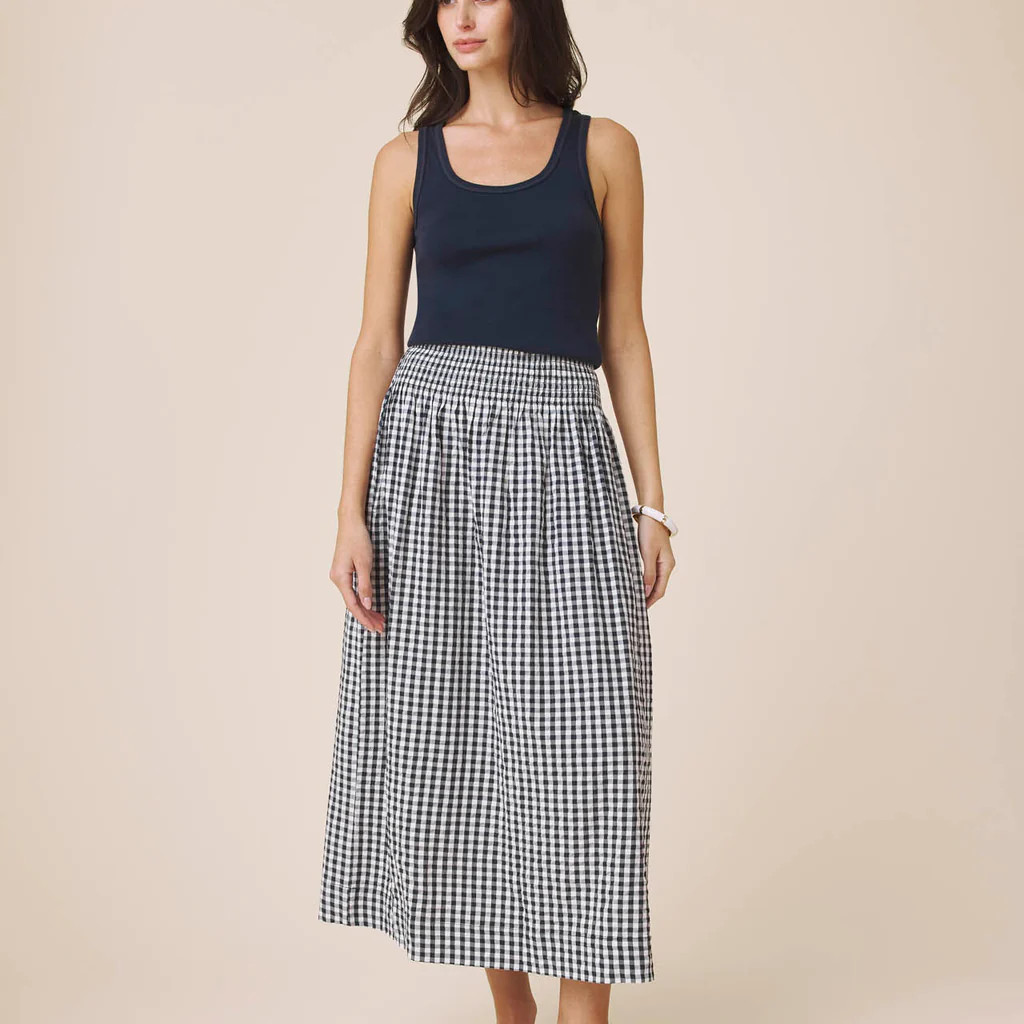Gigi Gingham Midi Skirt | Splendid