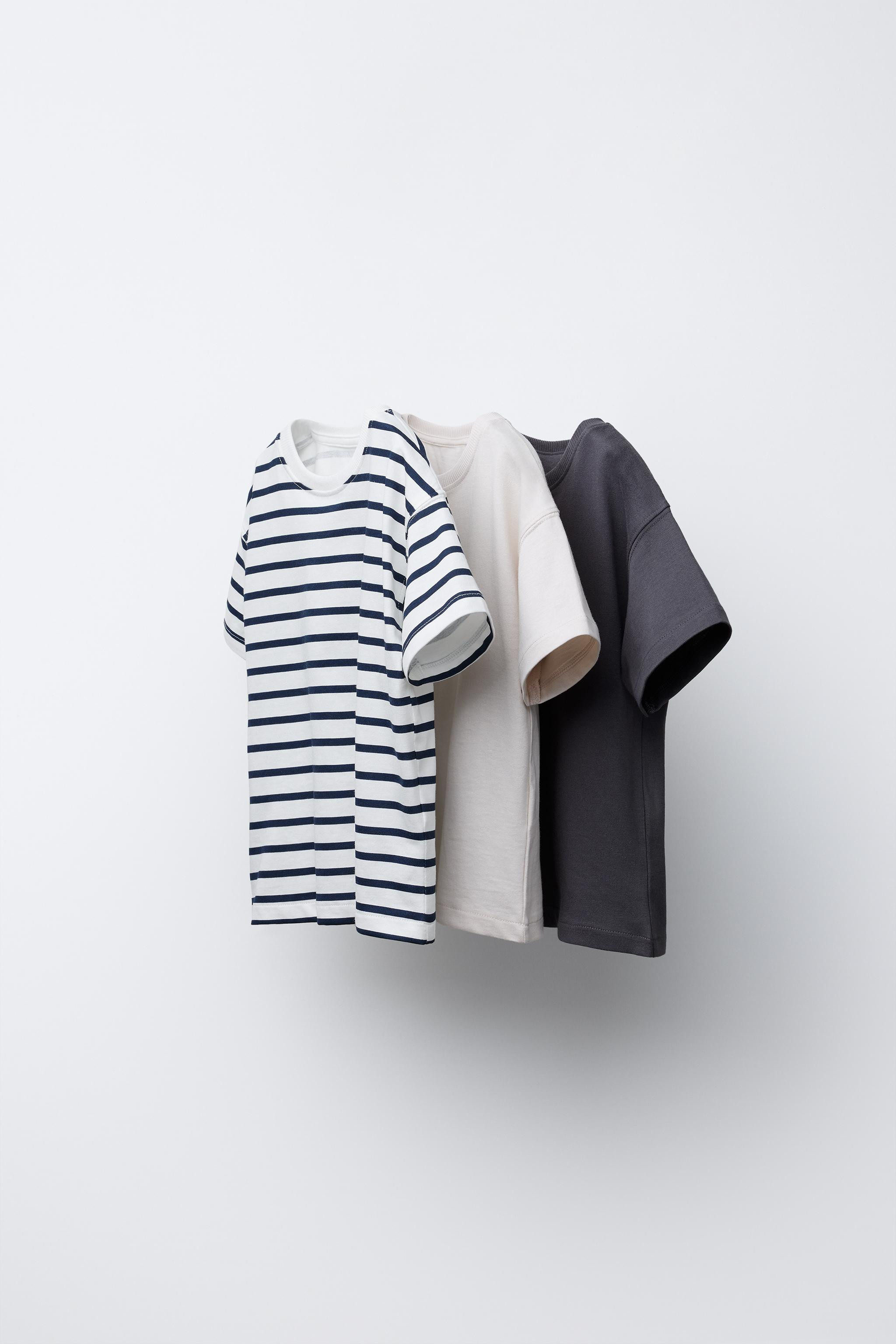 THREE-PACK OF PLAIN AND STRIPED T-SHIRTS | Zara US