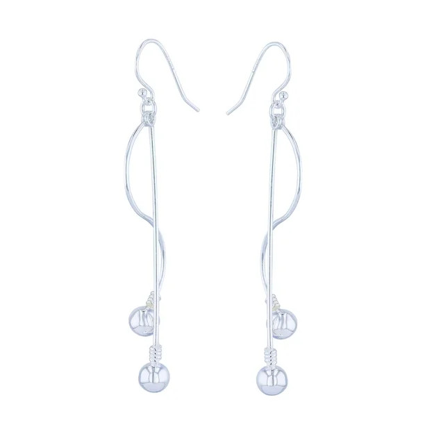 Sterling Silver Long and Curved Bar Magnificent Dangle Earrings - Walmart.com | Walmart (US)