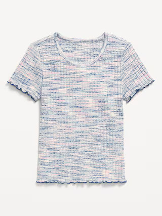 Short-Sleeve Rib-Knit Lettuce-Edge Top for Girls | Old Navy (US)