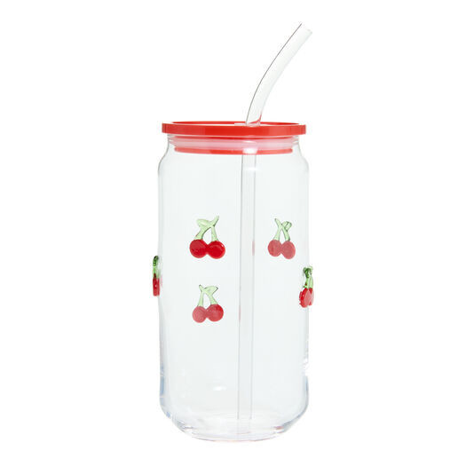 Charm Cherry Inlay Glass To Go Tumbler with Straw by World Market | World Market