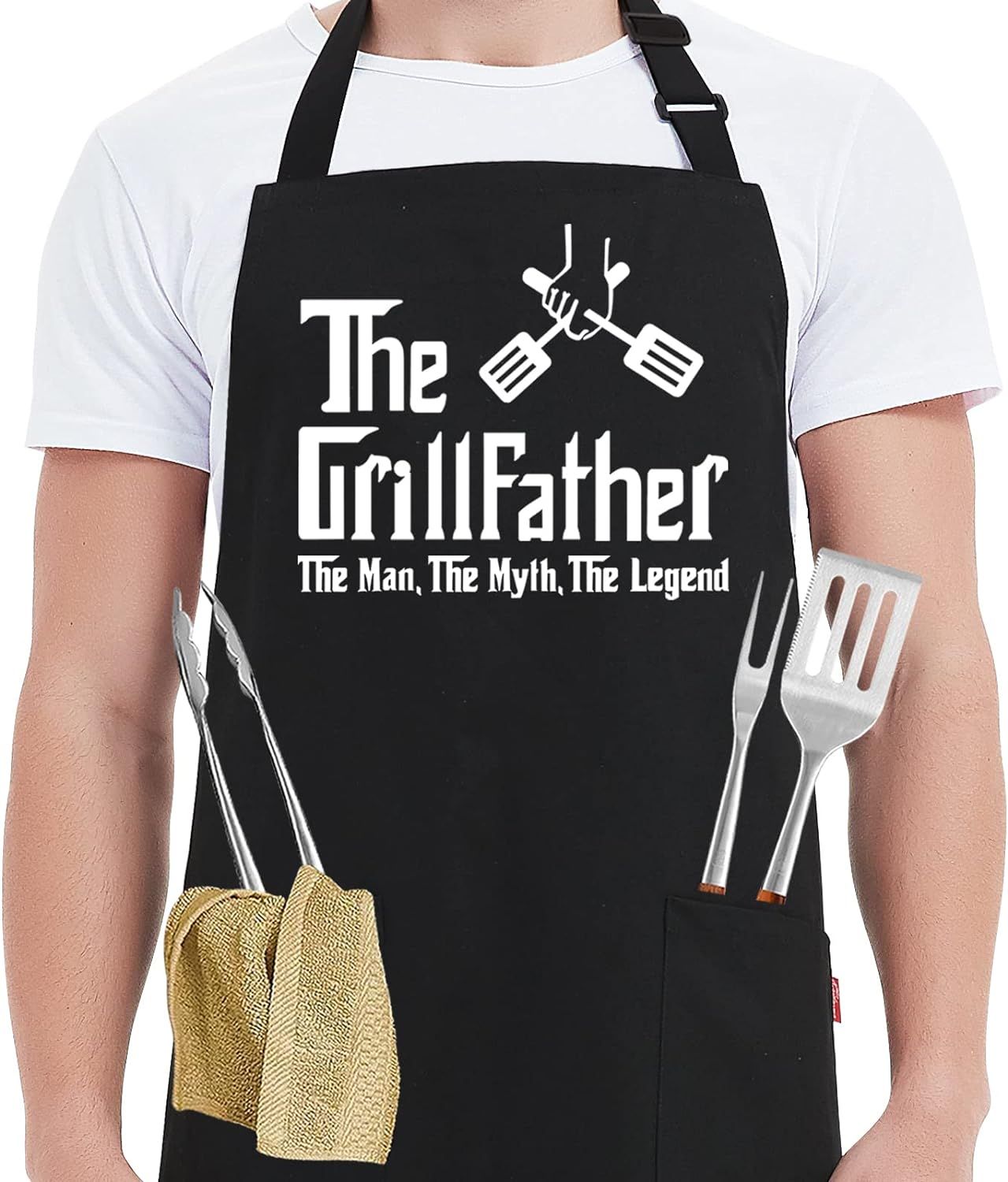 Kaidouma Funny Aprons for Men Dad with 2 Pockets - The Grillfather - Dad Birthday Gifts from Daug... | Amazon (US)